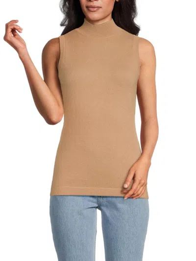 Sofia Cashmere Women's Highneck Cashmere Vest In Camel