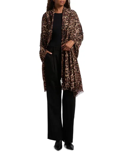 Sofia Cashmere Women's Leopard Cashmere Scarf In Brown