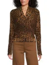 Sofia Cashmere Leopard Print Faux Wrap Wool Cashmere Blend Sweater In Animal Print