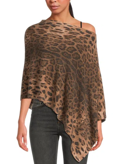 Sofia Cashmere Women's Leopard-print Wool-blend Poncho In Multi