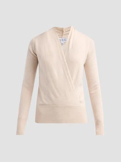 Sofia Cashmere Women's Private Label Cashmere Modern Faux-wrap Sweater In Oat
