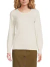 Sofia Cashmere Crewneck Imitation Pearl Cashmere Sweater In Ivory