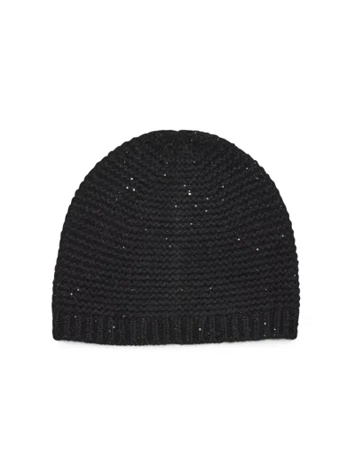 Sofia Cashmere Women's Sequin-embellished Cashmere Beanie In Black
