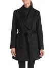 Sofia Cashmere Women's Shawl Collar Camel Hair Wrap Coat In Black