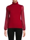 Sofia Cashmere Women's Silk & Cashmere Turtleneck Sweater In Dark Red
