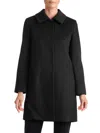Sofia Cashmere Women's Single Breasted Wool Blend Car Coat In Black