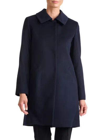 Sofia Cashmere Women's Single Breasted Wool Blend Car Coat In Navy