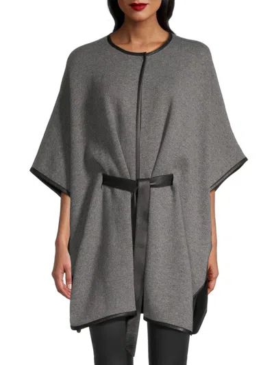 Sofia Cashmere Women's  Double Face Belted Cape In Gray