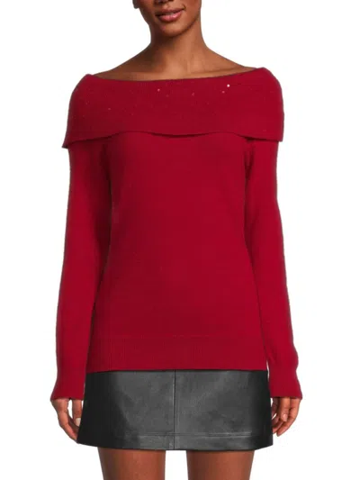 Sofia Cashmere Women's Studded Cashmere Sweater In Red