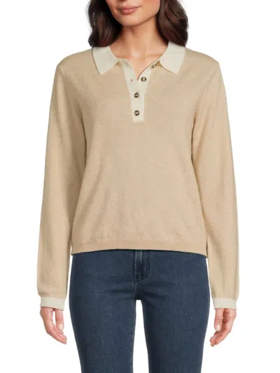 Sofia Cashmere Women's Wool & Cashmere Polo Sweater In Neutral