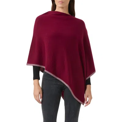 Sofia Cashmere Wool & Cashmere Blend Tipped Poncho In Burgundy