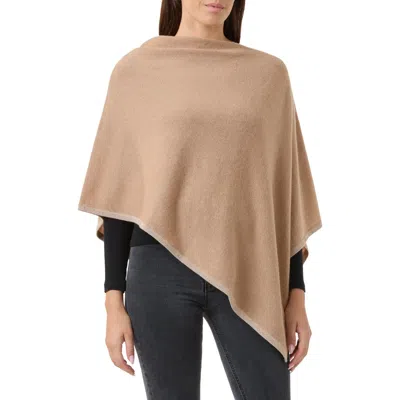 Sofia Cashmere Wool & Cashmere Blend Tipped Poncho In Camel