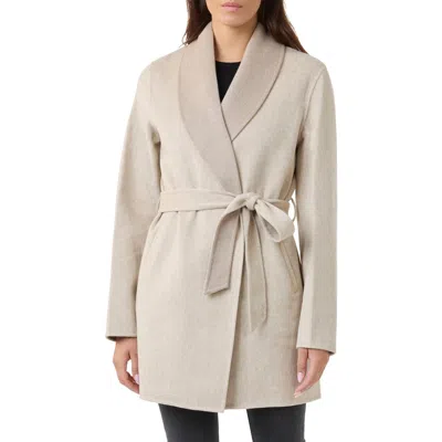 Sofia Cashmere Wool & Cashmere Blend Wrap Coat In Beige/oatmeal