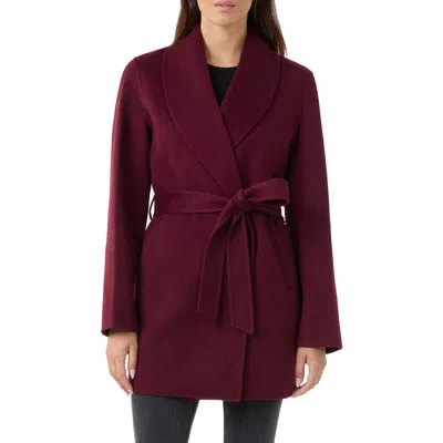 Sofia Cashmere Wool & Cashmere Blend Wrap Coat In Bordeaux
