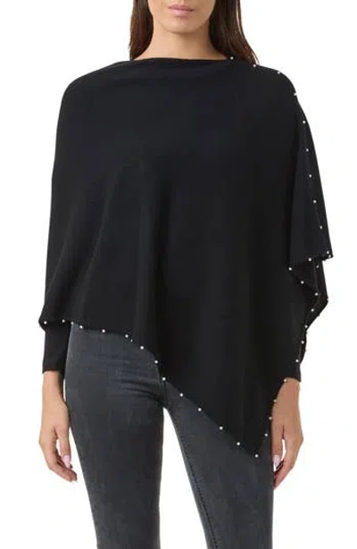 Sofia Cashmere Wool & Cashmere Poncho In Black