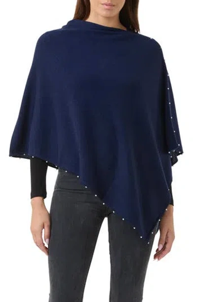 Sofia Cashmere Wool & Cashmere Poncho In Blue