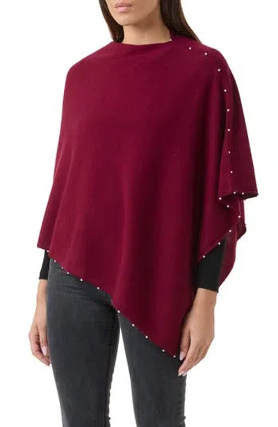 Sofia Cashmere Wool & Cashmere Poncho In Red