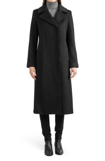 Sofia Cashmere Wool Blend Notch Lapel Coat In Black