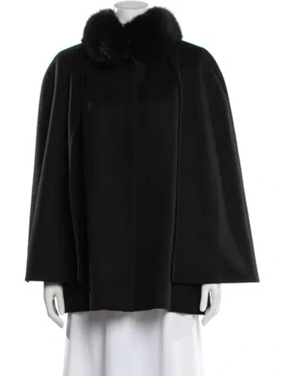 Pre-owned Sofia Cashmere Wool Cape In Black