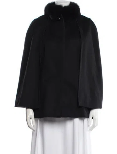Pre-owned Sofia Cashmere Wool Cape In Black