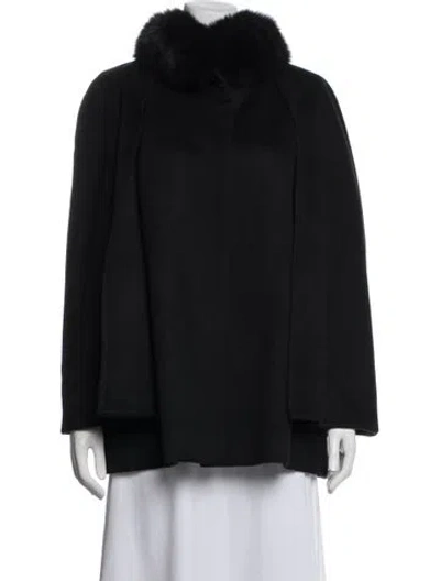 Pre-owned Sofia Cashmere Wool Cape In Black