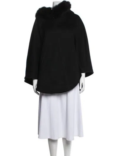 Pre-owned Sofia Cashmere Wool Cape In Black