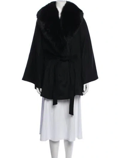 Pre-owned Sofia Cashmere Wool Cape W/ Tags In Black