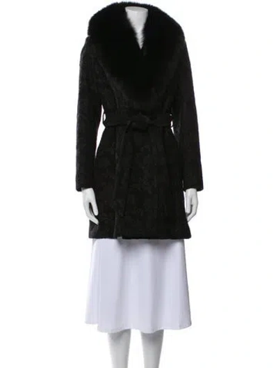 Pre-owned Sofia Cashmere Wool Faux Fur Coat In Black