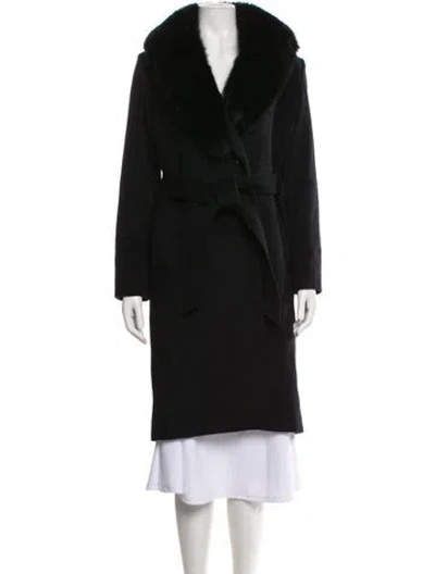 Pre-owned Sofia Cashmere Wool Fur Coat In Black