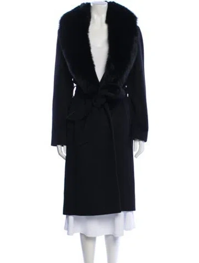 Pre-owned Sofia Cashmere Wool Fur Coat In Black