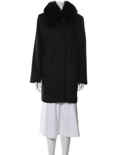 Pre-owned Sofia Cashmere Wool Fur Coat In Black