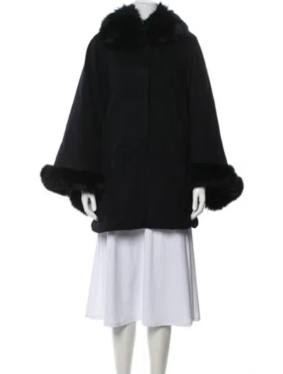 Pre-owned Sofia Cashmere Wool Fur Coat In Black