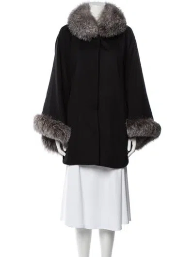 Pre-owned Sofia Cashmere Wool Fur Coat In Black