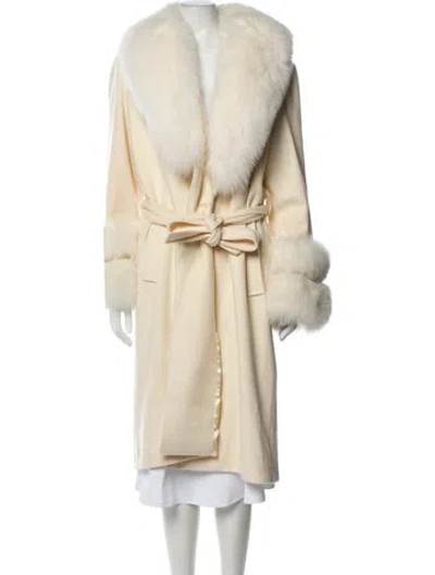 Pre-owned Sofia Cashmere Wool Fur Coat In Neutral