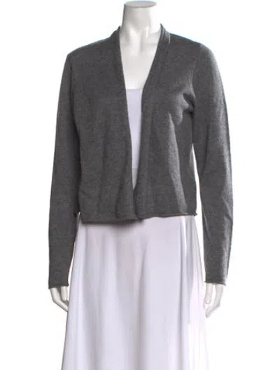 Pre-owned Sofia Cashmere Wool Open Front Sweater In Grey