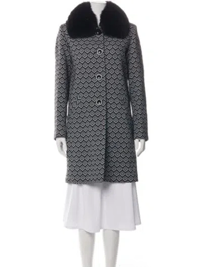 Pre-owned Sofia Cashmere Wool Patterned Coat In Black