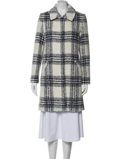 Pre-owned Sofia Cashmere Wool Plaid Print Coat In Multi