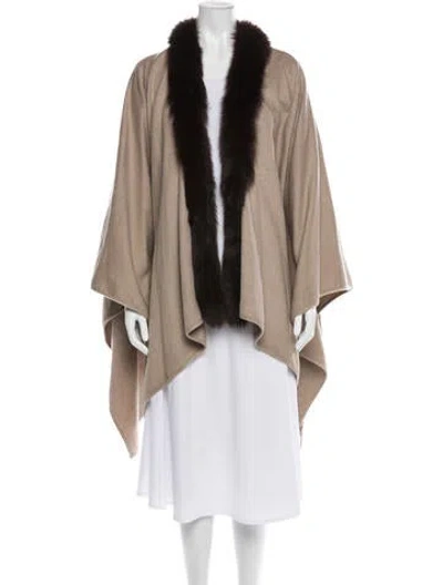 Pre-owned Sofia Cashmere Wool Striped Shawl In Brown