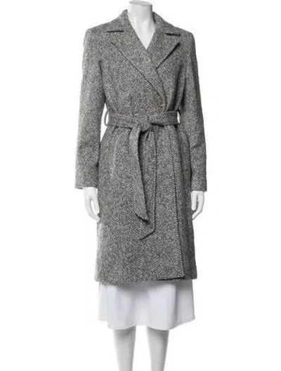 Pre-owned Sofia Cashmere Wool Tweed Pattern Coat In Grey