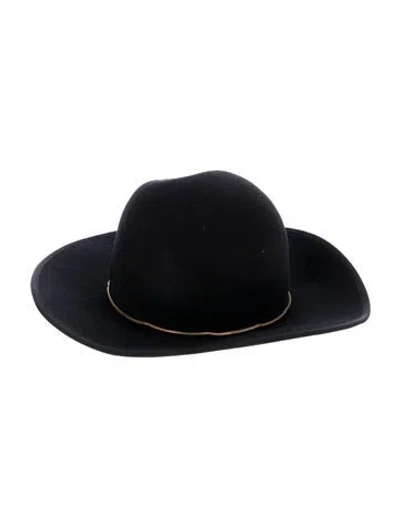 Pre-owned Sofia Cashmere Wool-blend Wide Brimmed Hat In Black