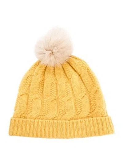 Pre-owned Sofia Cashmere Yellow Cashmere Beanie