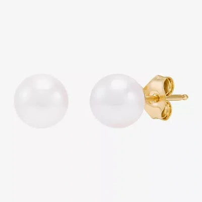 Sofia Certified  10k Gold 6-6.5mm Cultured Freshwater Pearl Stud Earrings