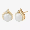 Sofia Certified  Cultured Freshwater Pearl & Diamond-accent 10k Gold Earrings In Gold