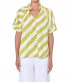 Sofia Collections Blake Short Sleeve In Pistachio Stripes In Yellow