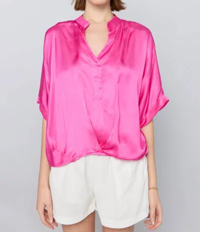 Sofia Collections Jane Satin Blouse In Azalea In Pink
