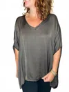 Sofia Collections Justin Silk Top In Chocolate In Gray