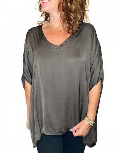 Sofia Collections Justin Silk Top In Chocolate In Gray