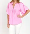 Sofia Collections Noelia Flutter Sleeve Blouse In Petal Pink In Pink