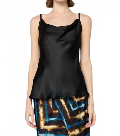 Sofia Davina Satin Top In Black