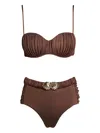 Sofia Erhan Alexis Embellished Bikini In Brown